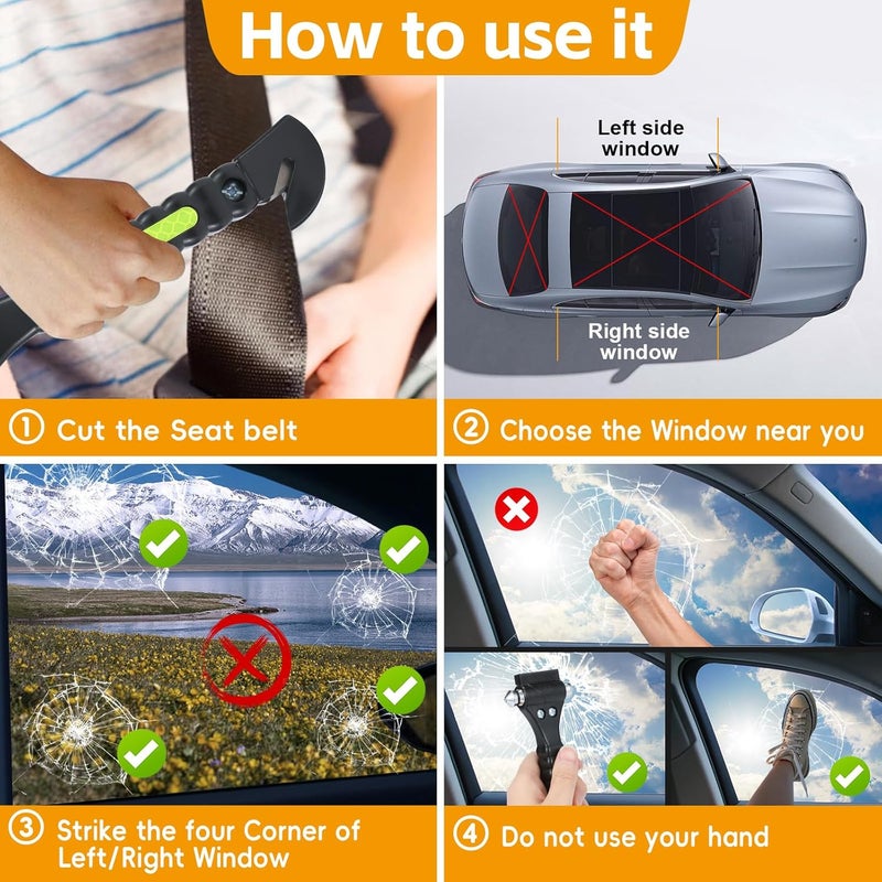 Yiader Store Car Window Breaker Tool, 2-in-1 Emergency Escape Tool with Window Breaker and Seat Belt Cutter, Safety Emergency Car Escape Tool for Car - Image 5